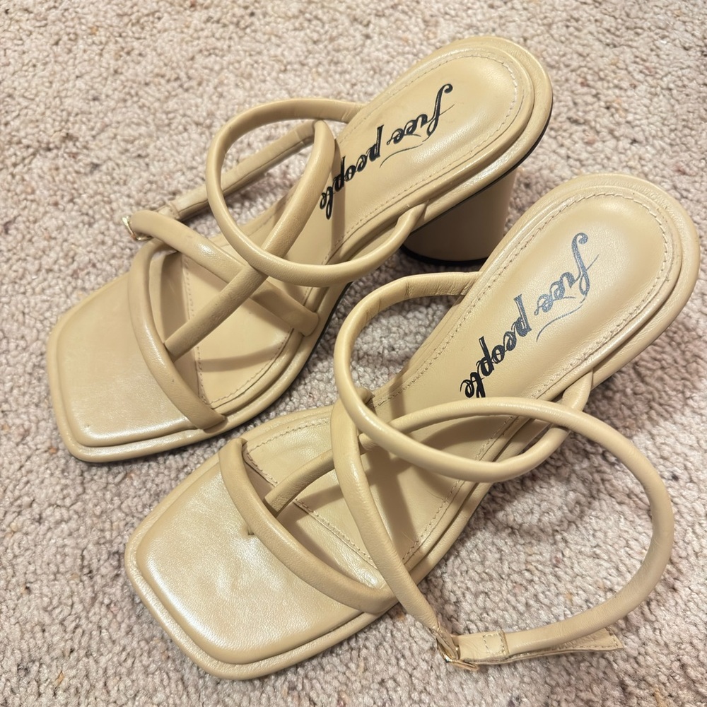 Free People Beige Strappy Heels